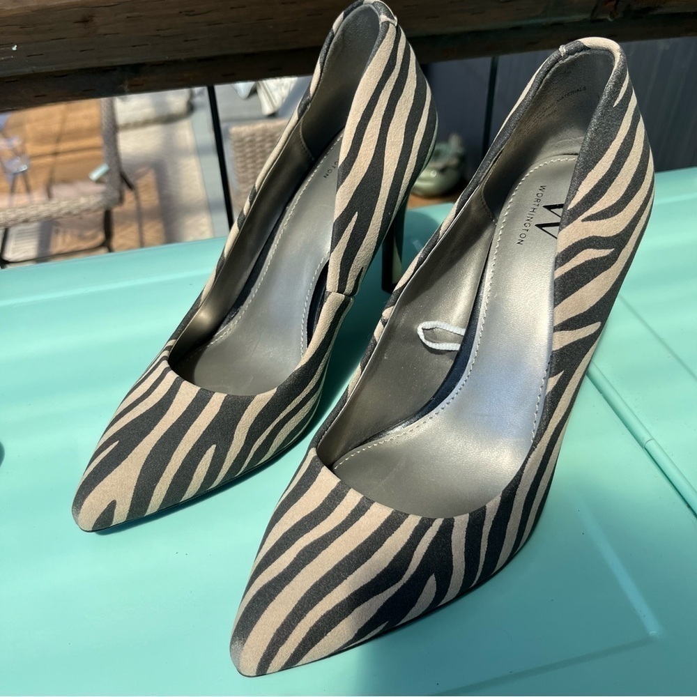 Worthington Zito Faux Suede Zebra High Heel Pumps 9